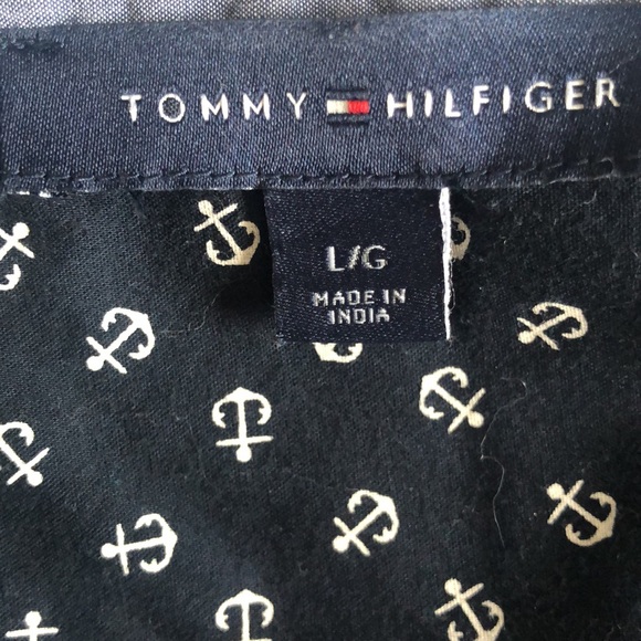 Tommy Hilfiger Anchor Long Sleeve Roll Tab Button Down Blouse Sz L - Picture 8 of 8